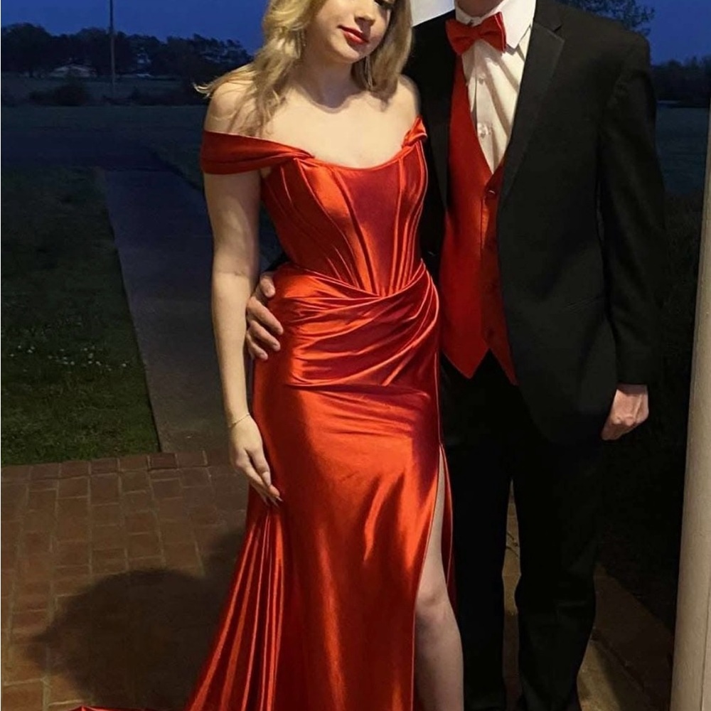 Elegant Red Satin Gown